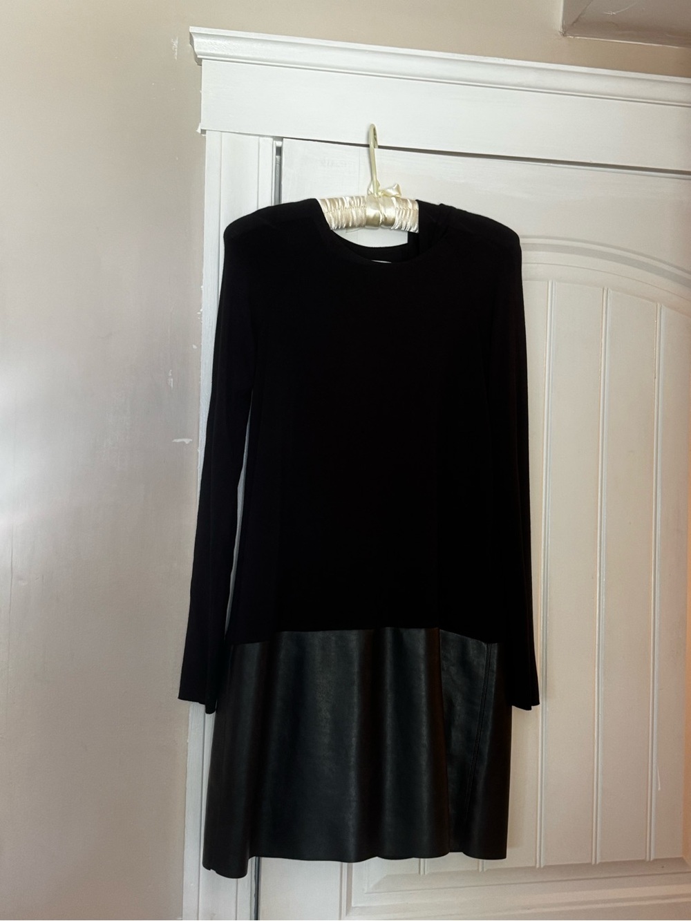 Bailey 44 Black Long-Sleeve Dress with Leather Skirt